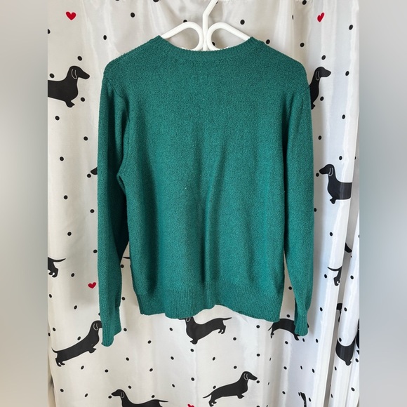 St. John's Bay Teal Crew Neck Sweater with Cable Knit - Picture 3 of 3